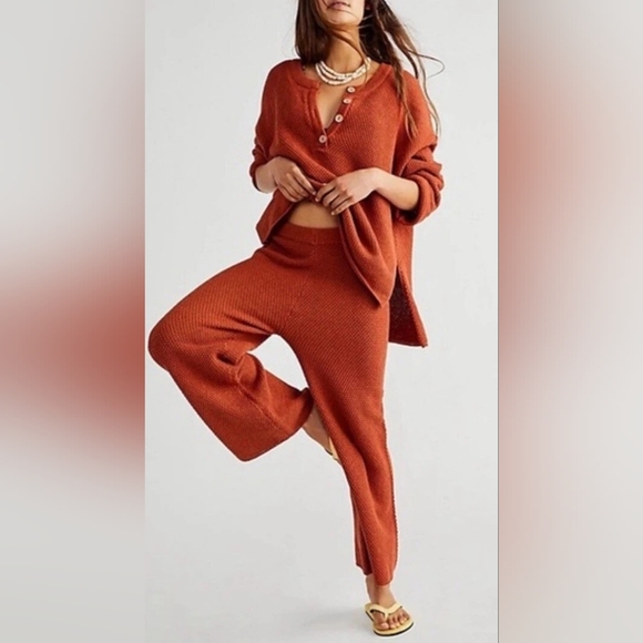 Free People Pants - 🪷NWT Free People FP Beach Free-est Hailey Sweater Set In Canyon Sunset XS🌙